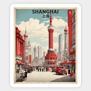 Shanghai The Bund China Vintage Poster Tourism Sticker